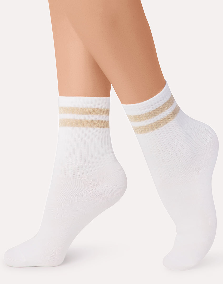 Chaussettes en coton à rayures pailletées IBD733010