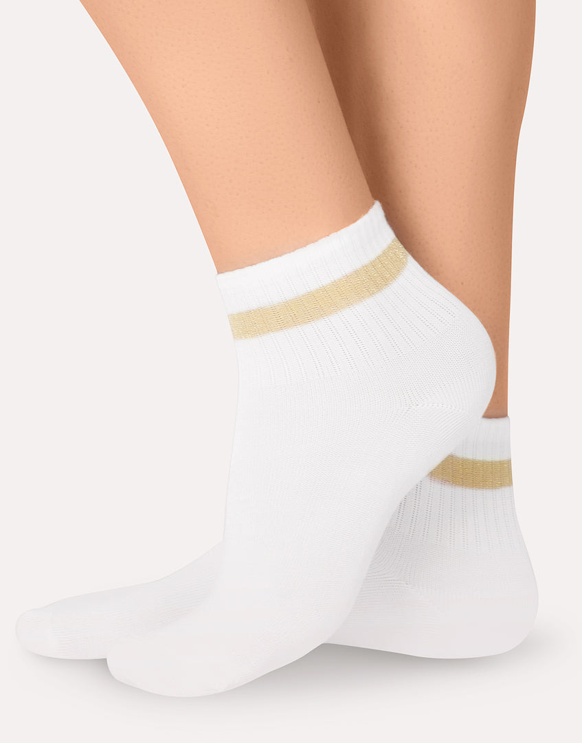 Chaussettes en coton à rayures pailletées IBD733015
