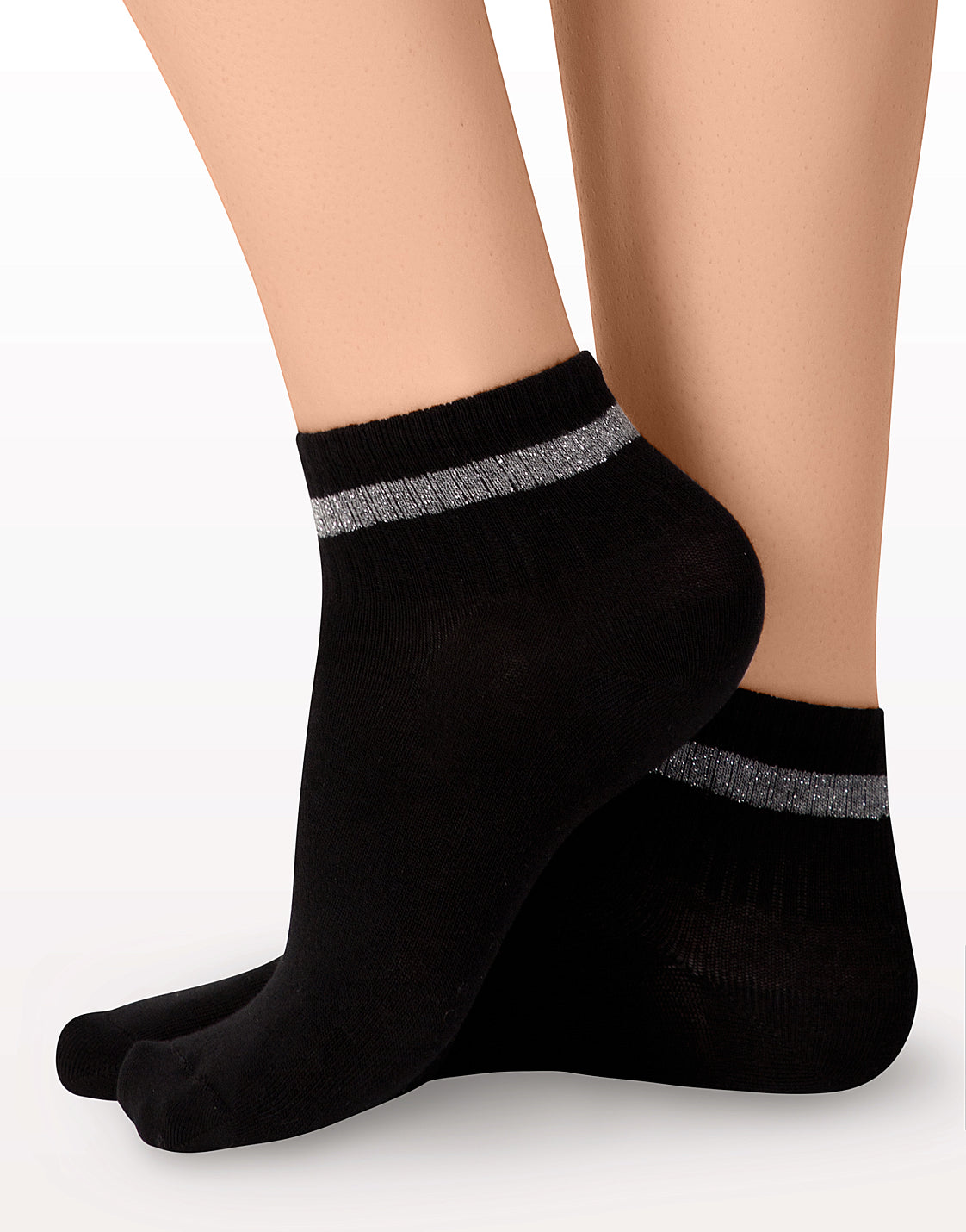 Cotton socks with glitter stripe IBD733015