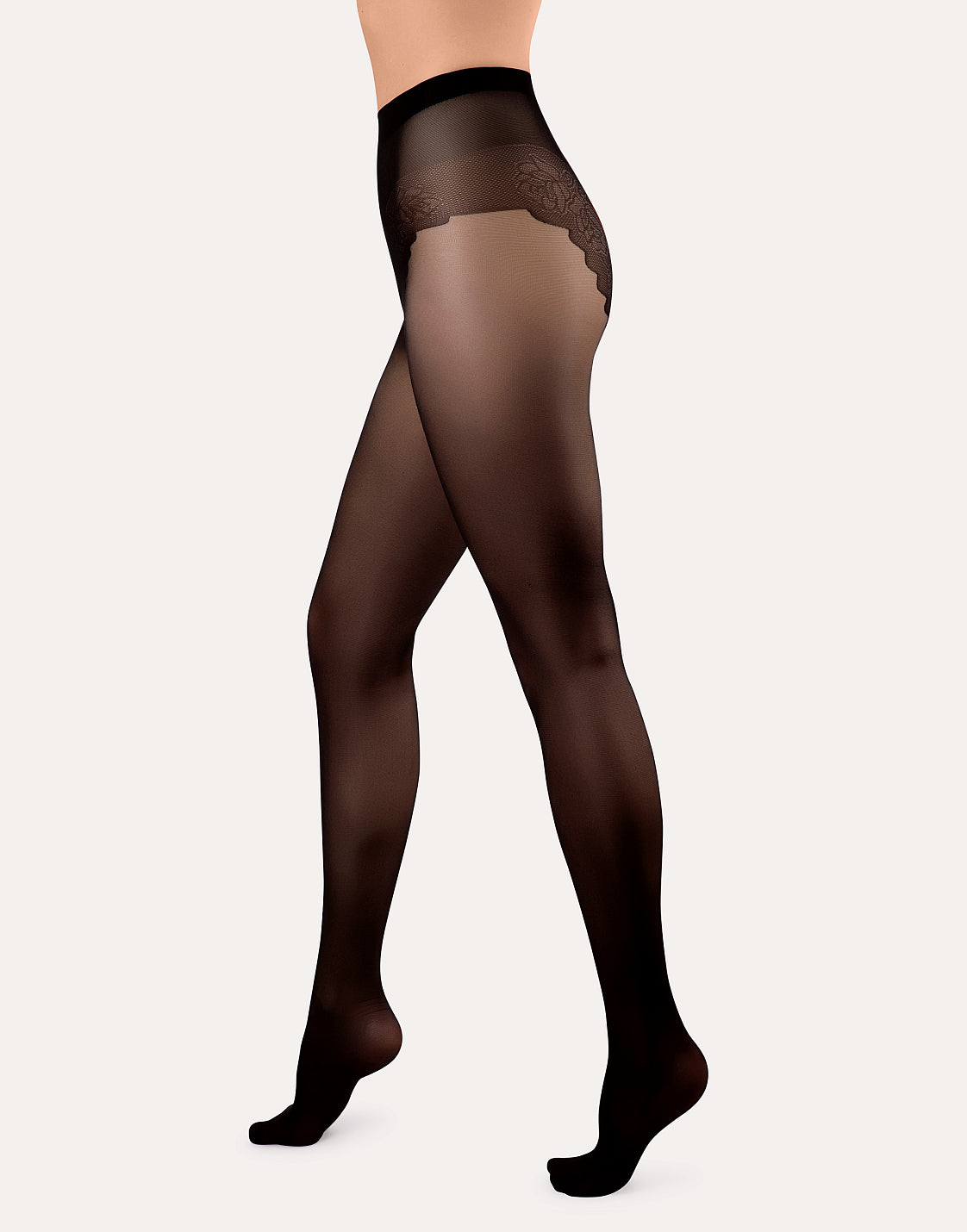 Sheer Tights with Faux Lace Briefs Bikini 40