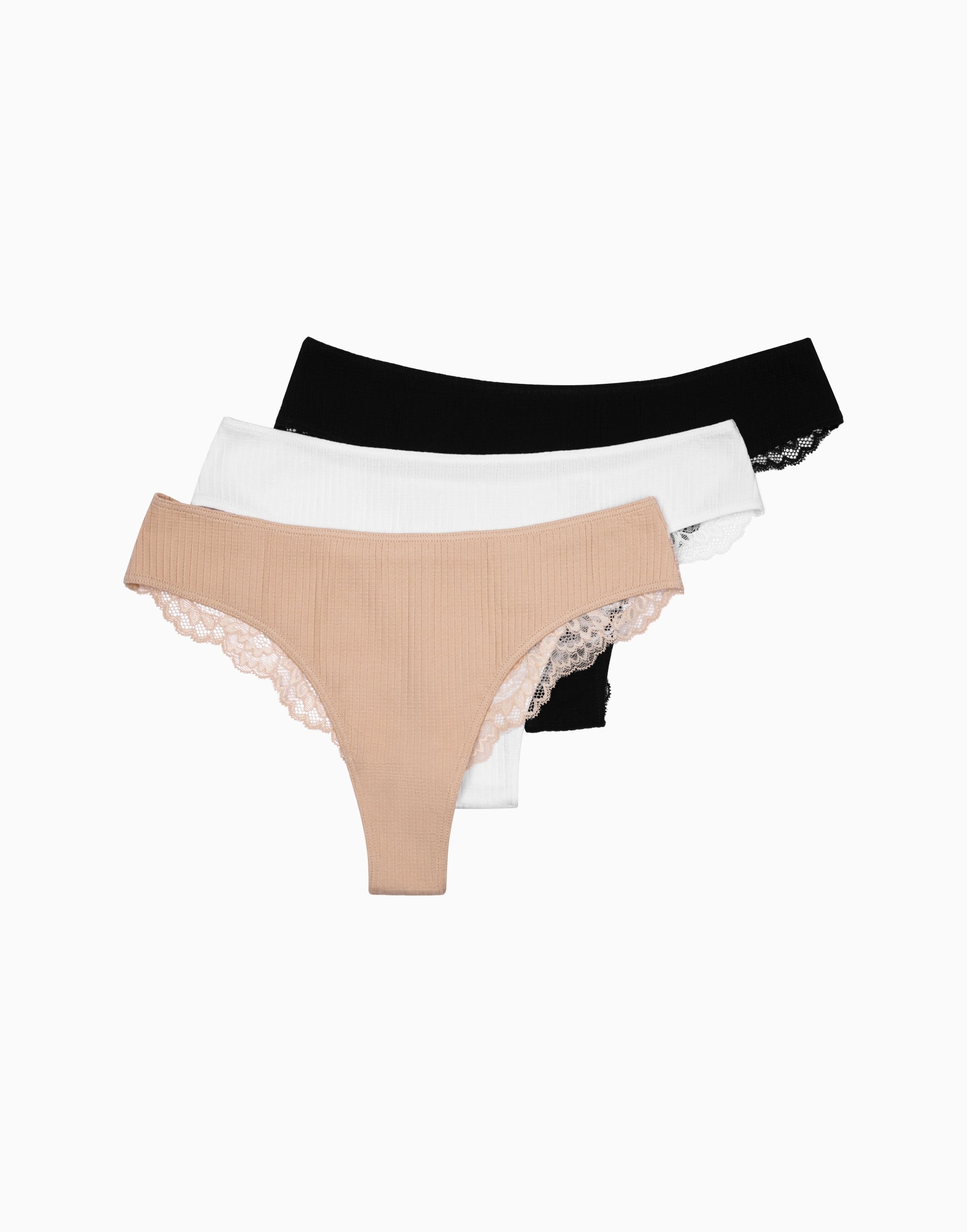 Set of 3 high-waisted Brazilian briefs MD846